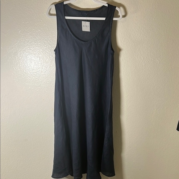 CP Shades linen navy blue Sleeveless Scoop Neck Midi Dress size Small - Picture 1 of 12
